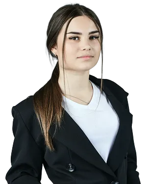 a woman in a black suit